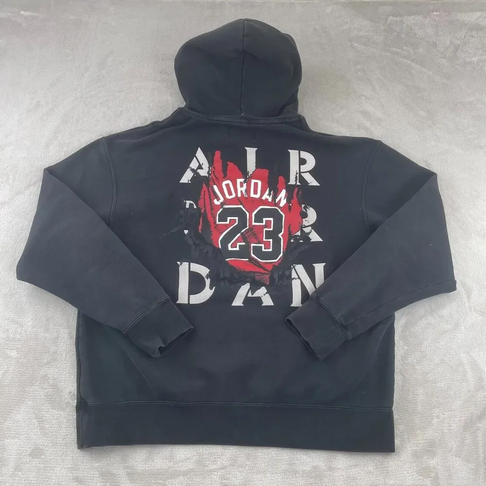 Air Jordan Hoodie Men XL Black Pullover AJ5 Retro 5 Big Graphic‎ Sweatshirt Nike